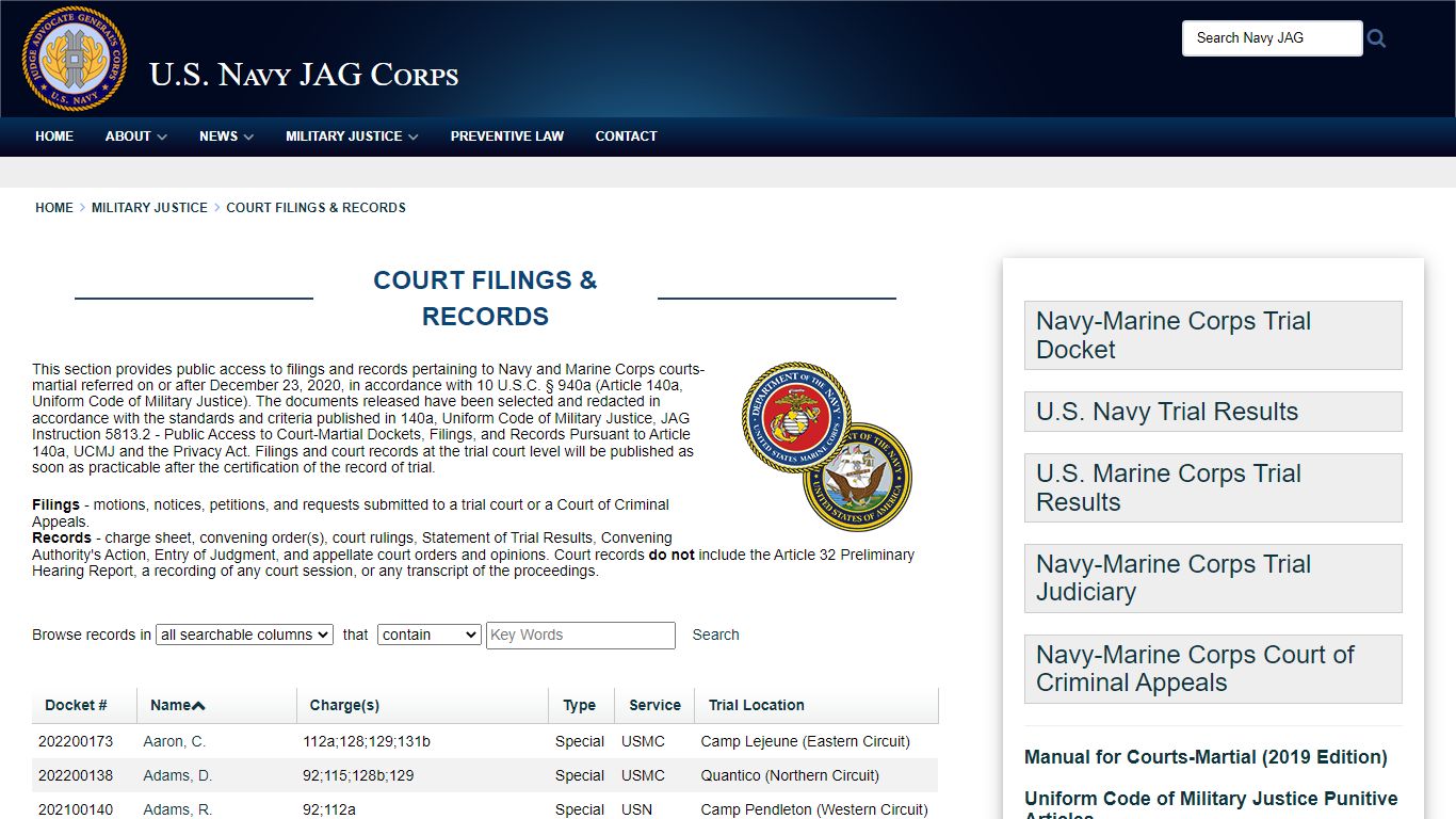 Court Filings & Records - DoDLive